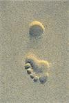 Bare Footprint in the sand with an embossed look and an indented look when rotated 180 degrees.