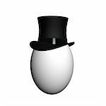 Single egg wearing a Classic black top hat