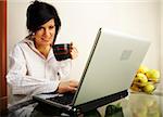 beautiful caucasian woman with laptop