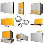 Information technology business icons and symbol set series - gray orange