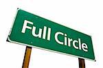 Full Circle road sign isolated on a white background. Contains Clipping Path.
