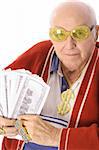elderly man winning the lottery