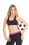 fitness woman holding soccer ball