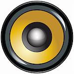 High Quality Glossy Speaker Icon Or Button Vector Illustration