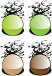 Set Of Four Interesting Organic Eco Buttons Illustration Badge Vector