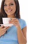 latino woman drinking cuban coffee