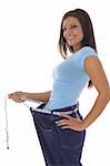 weight loss success with measuring tape belt