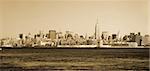 Black and white photo of New York skyline