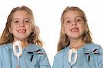 twin girls with cake beaters