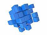 3d rendered illustration of abstract blue cubes