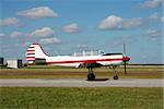 Small airplane awaiting demonstration flight