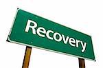 Recovery - road-sign. Isolated on white background. Includes Clipping Path.