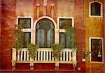 Artistic work of my own in retro style - Postcard from Italy. - Balcony - Venice