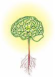 vector illustration for a brain tree, inside is a lightning bulbs, metaphors