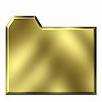 3d golden folder isolated in white