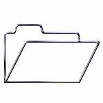 3d silver opened folder silhouette isolated in white