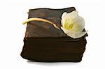 Very old prayer book with Helleborus blossom.