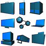 Information technology business icons and symbol set series - green blue