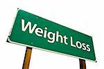 Weight Loss  - road-sign. Isolated on white background. Includes Clipping Path.