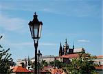 Prague castle and a detail of ancient lantern