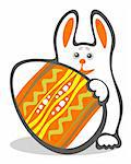 Happy bunny and easter egg  isolated on a white background. Easter illustration.