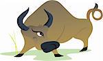 Illustration of a bull in anger about to hit