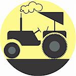 Illustration of a symbol of tractor in blue background