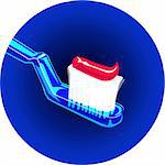 Illustration of tooth paste and tooth brush