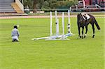 A horseman is down after the horse refused to take the jump