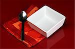 Modern dishware set for lunch in red