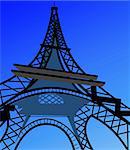 Illustration of eifel tower in blue background