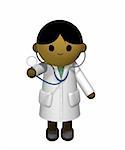 3D illustration of an Asian Doctor holding a stethoscope