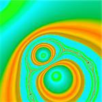 Background design with fractals in green, blue, yellow, brown and orange