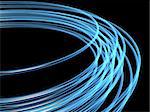 optical fibers isolated on black background