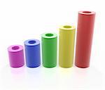 colorful tube graph of business on white background