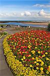 Garden near the East Beach with cloudy sky in Lossiemouth, Scotland