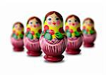 colorful russian dolls in white background