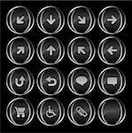 Collection of 16 black/gray buttons part 3( up, down, left, right, diagonal, back up, back, arrows, clouds, shopping card, wheelchair, attachment, blank). See my portfolio for more.