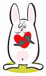 Stylized  rabbit with heart on a white background. Valentines illustration.