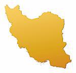 Iran map filled with orange gradient. Mercator projection.