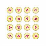 Yellow cupcakes with cherries, sprinkles and frosting, isolated on white