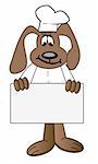 cartoon of dog chef holding blank menu sign