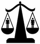 scales of justice with man and woman - sexual equality