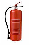 Red fire extinguisher isolated on a white background.