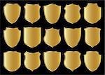 golden shield design set with various shapes