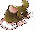 A vector illustration cute little brown mouse