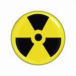 yellow and black radiaction warning sign, white background