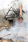 Ruins of house after big disaster - fire