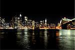 Beautifuly lit NY skyline at the night