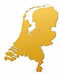 Netherlands map filled with orange gradient. Mercator projection.